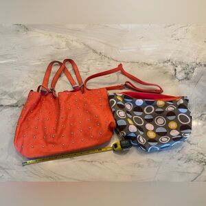 Stylish Orange and Multicolor Women's Handbag Set